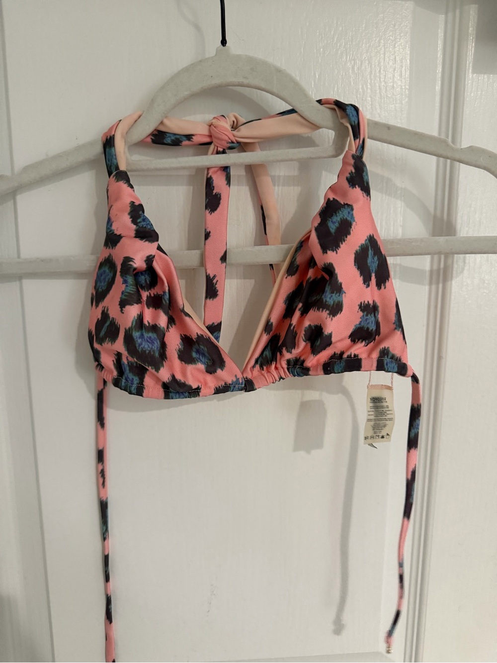 Wildfox Pink Leopard-Print Triangle Bikini Top